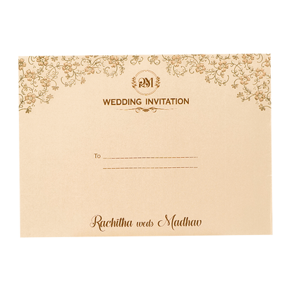 Cream Pink Gold Floral Oval Wedding Card-KSI64680