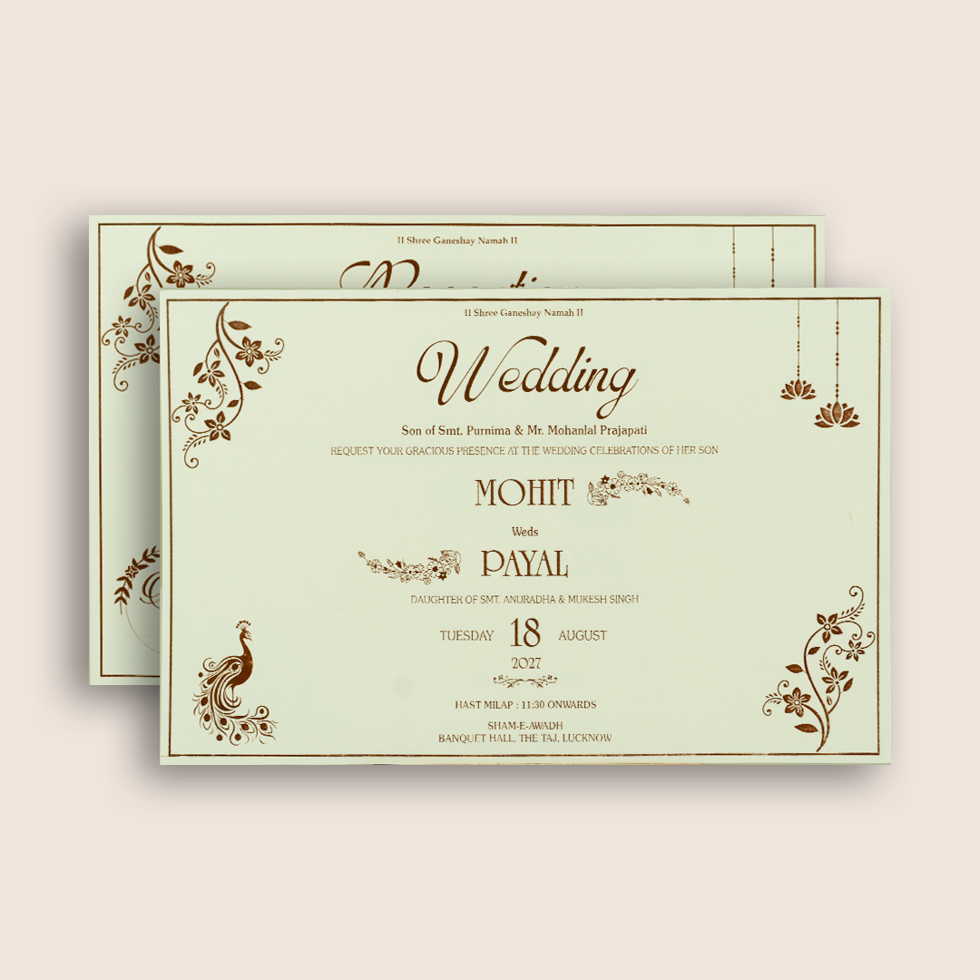 White Embossed Floral Padded Wedding Invitation - KSH27220