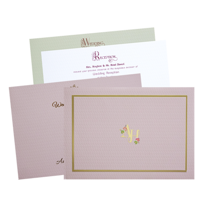 Pink Monogram Simple Wedding Card - KMMWD1139
