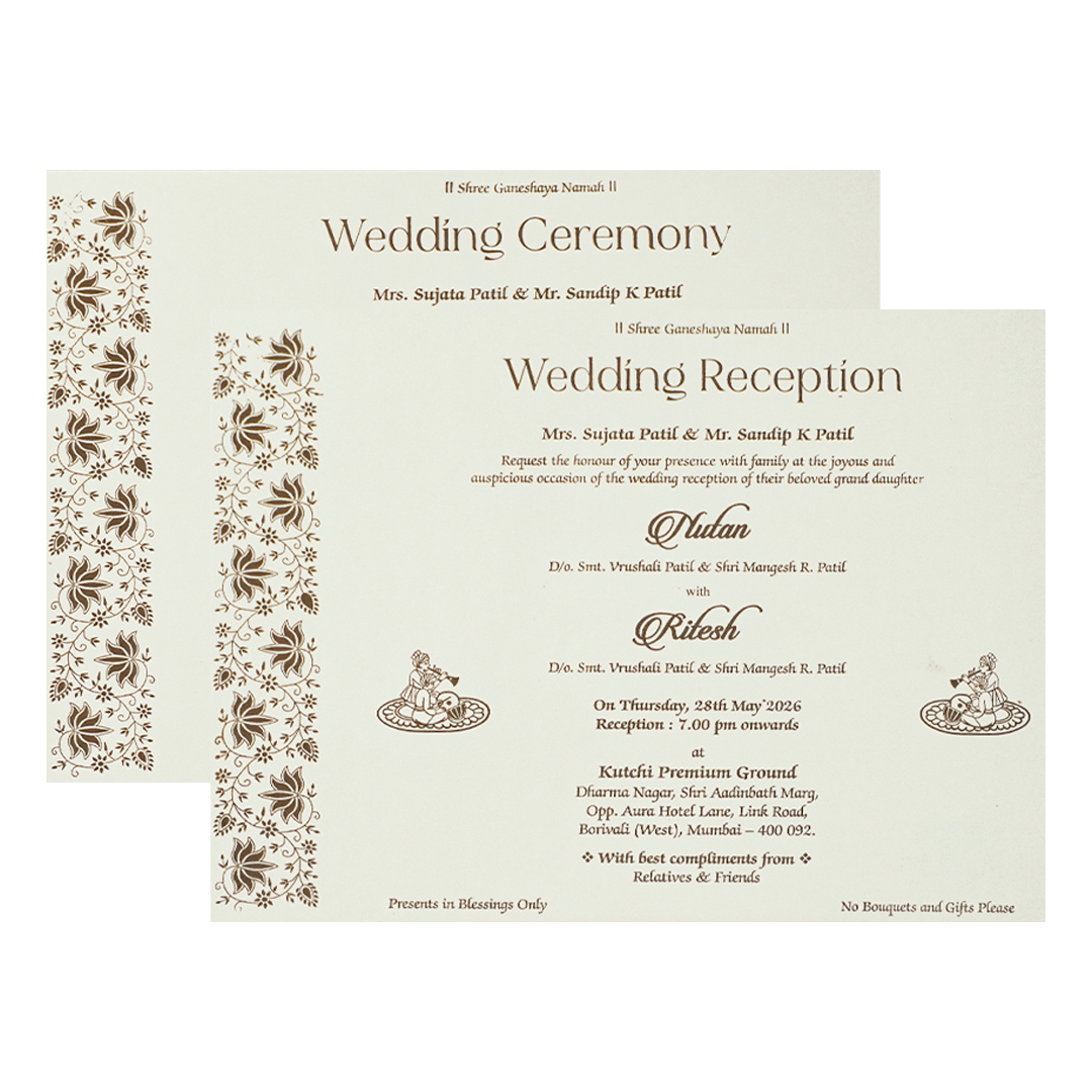 White Circle Floral Padded Wedding card-KRE28330