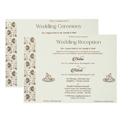 White Circle Floral Padded Wedding card-KRE28330