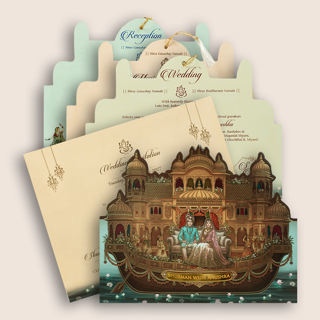 Brown Laser Cut Bride Groom Wedding Invitation - KRB10090