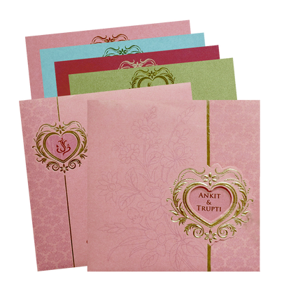 Check out Pink Heart Motif Floral Wedding Invitation Card at best price. ?WhatsApp Support ?Express Delivery.