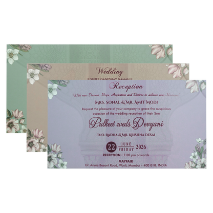 Green Floral Padded Wedding Card-KJTS1712