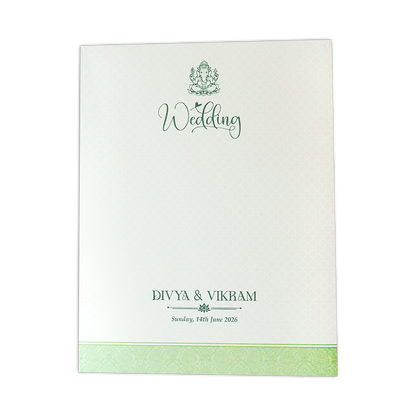 Green Embossed Procession Padded Wedding Card-KNMS9309
