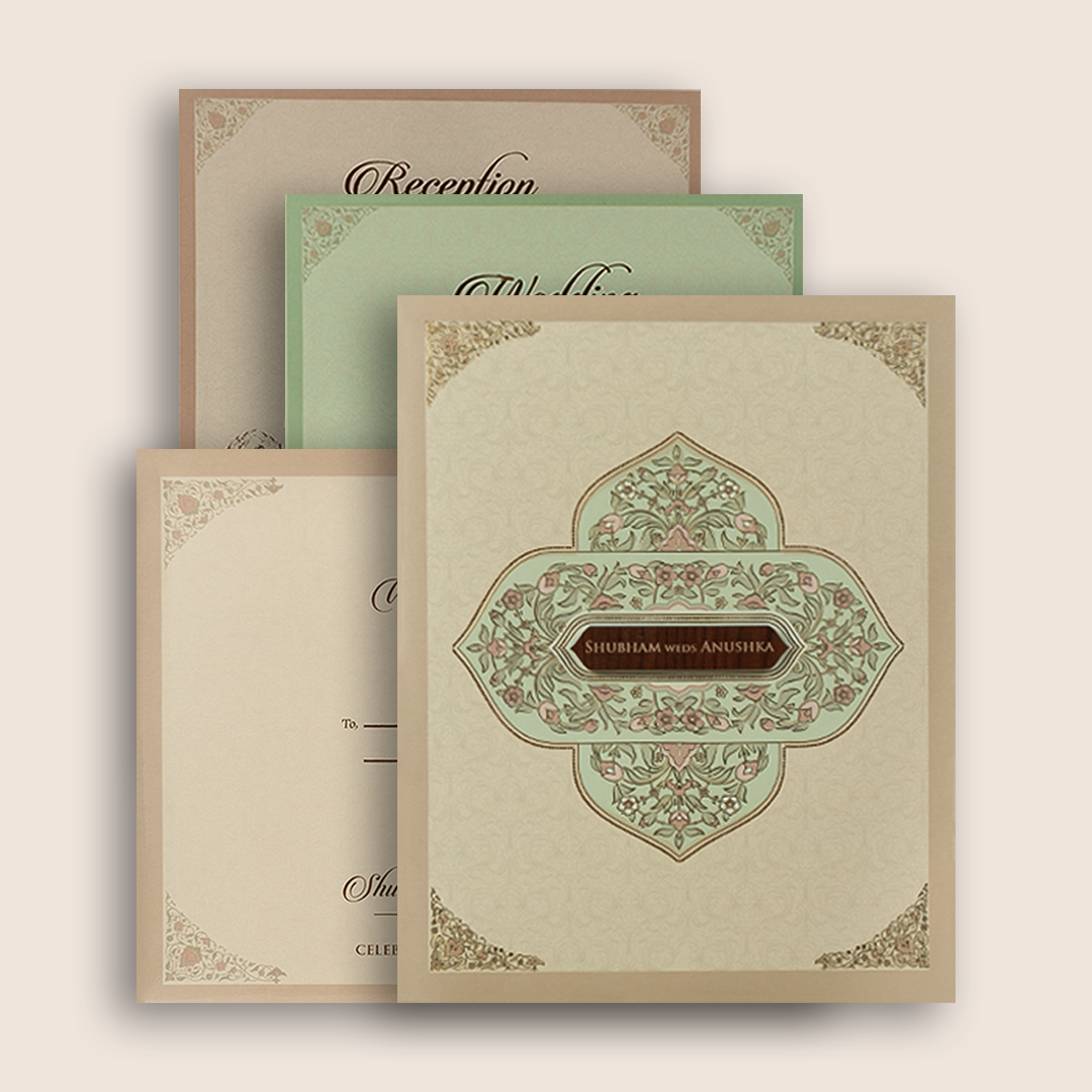 Beige Floral Wedding Invitation Card - KRB54190
