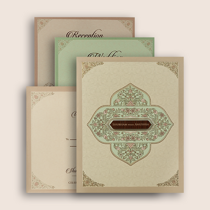 Beige Floral Wedding Invitation Card - KRB54190