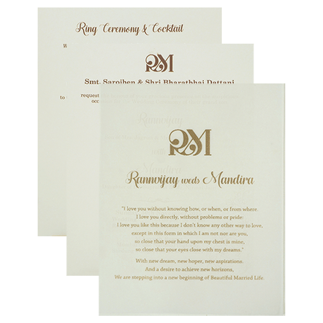 White Pearl Floral Ring Ceremony Wedding Card-KSI64620