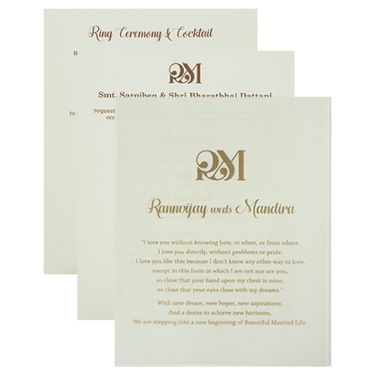 White Pearl Floral Ring Ceremony Wedding Card-KSI64620