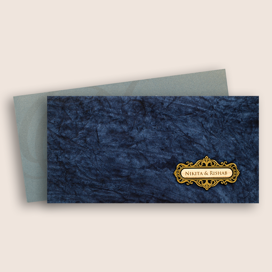 Premium Blue Handmade Paper Marriage Card - KPR07460
