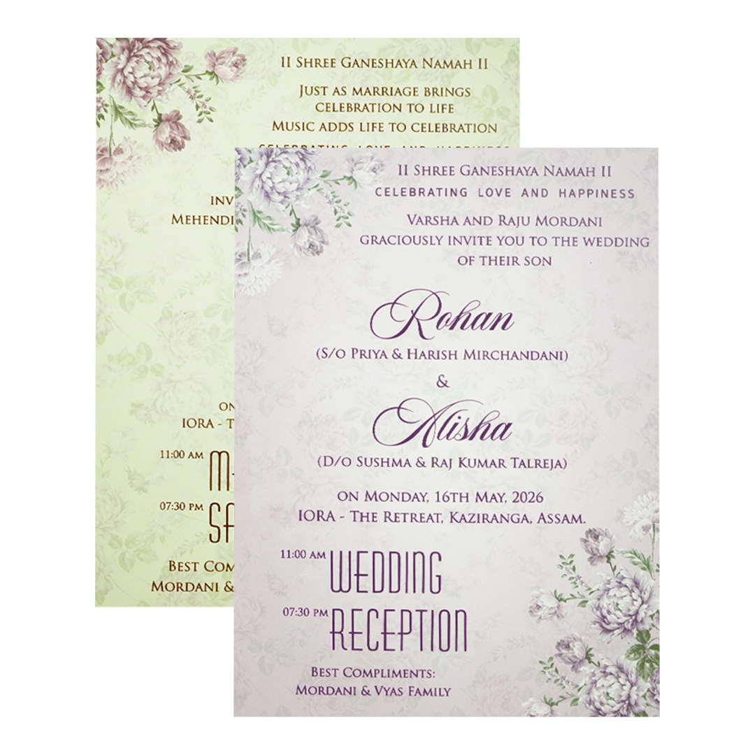 Pastel Pink Floral Padded Wedding Card-KFR15340
