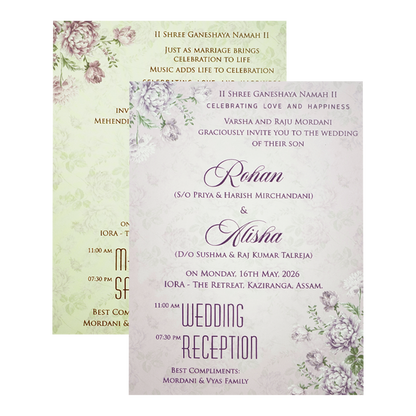 Pastel Pink Floral Padded Wedding Card-KFR15340