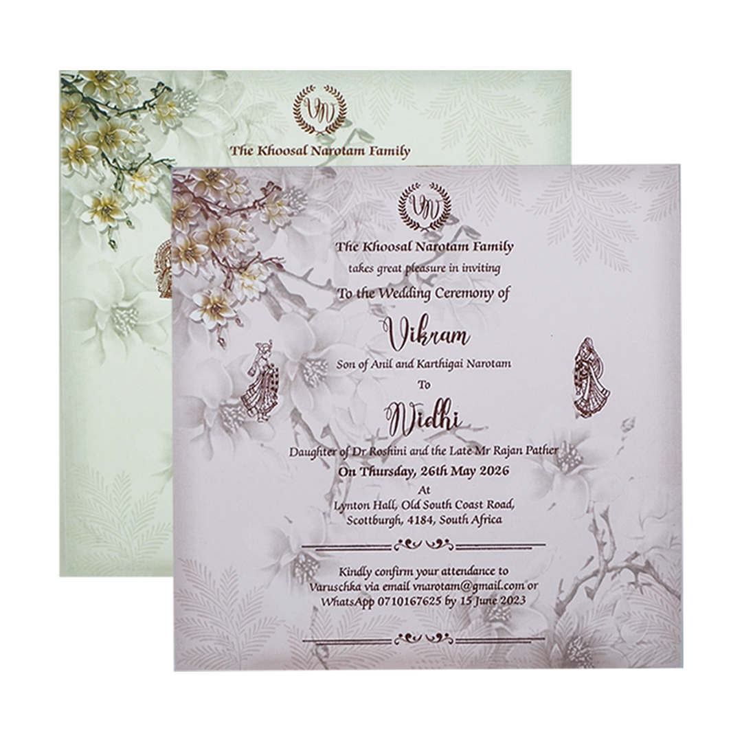 Gold Swastika Couple Gatefold Wedding Card-KNCM043GL