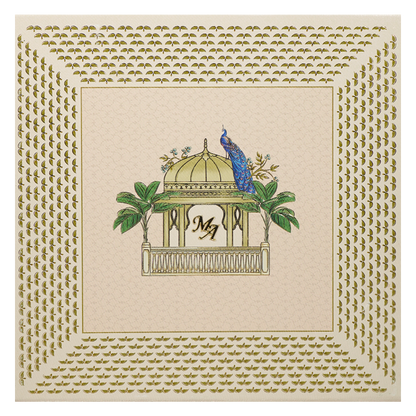 Pink Peacock Theme Wedding Invitation Box-KMMEX8370