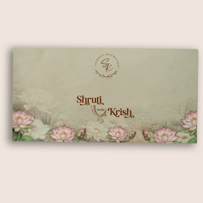 Grey Embossed Lotus Flower Wedding Invitation - KVN08030