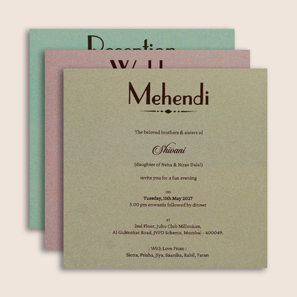 Grey Floral Elephant Padded Invitation Card - KPR023350