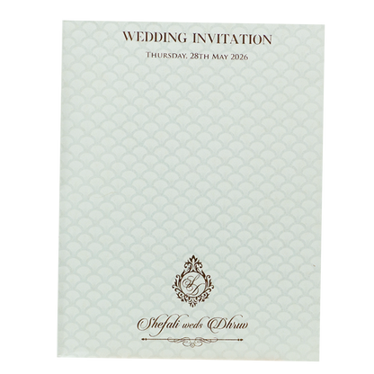 White Embossed Royal Elephant Wedding Card-KRE28420