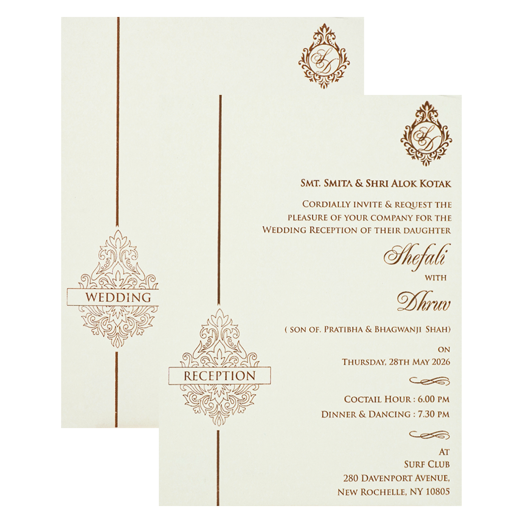 White Embossed Floral Wedding card-KRE28510