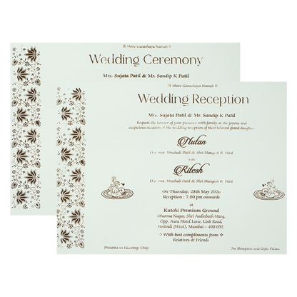 White Palace Royal Elephant Padded Wedding Card-KRE28360