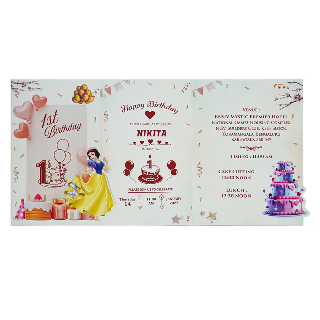 Cream Snow White Birthday Card-KNKRL118