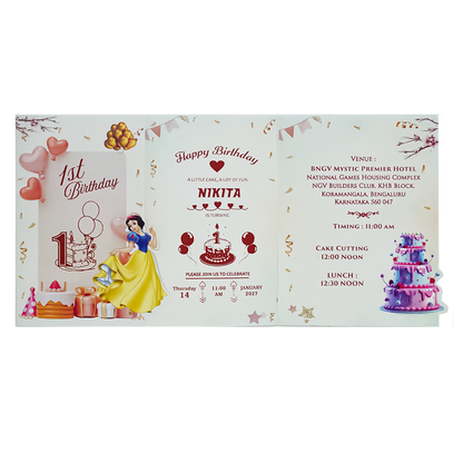 Cream Snow White Birthday Card-KNKRL118