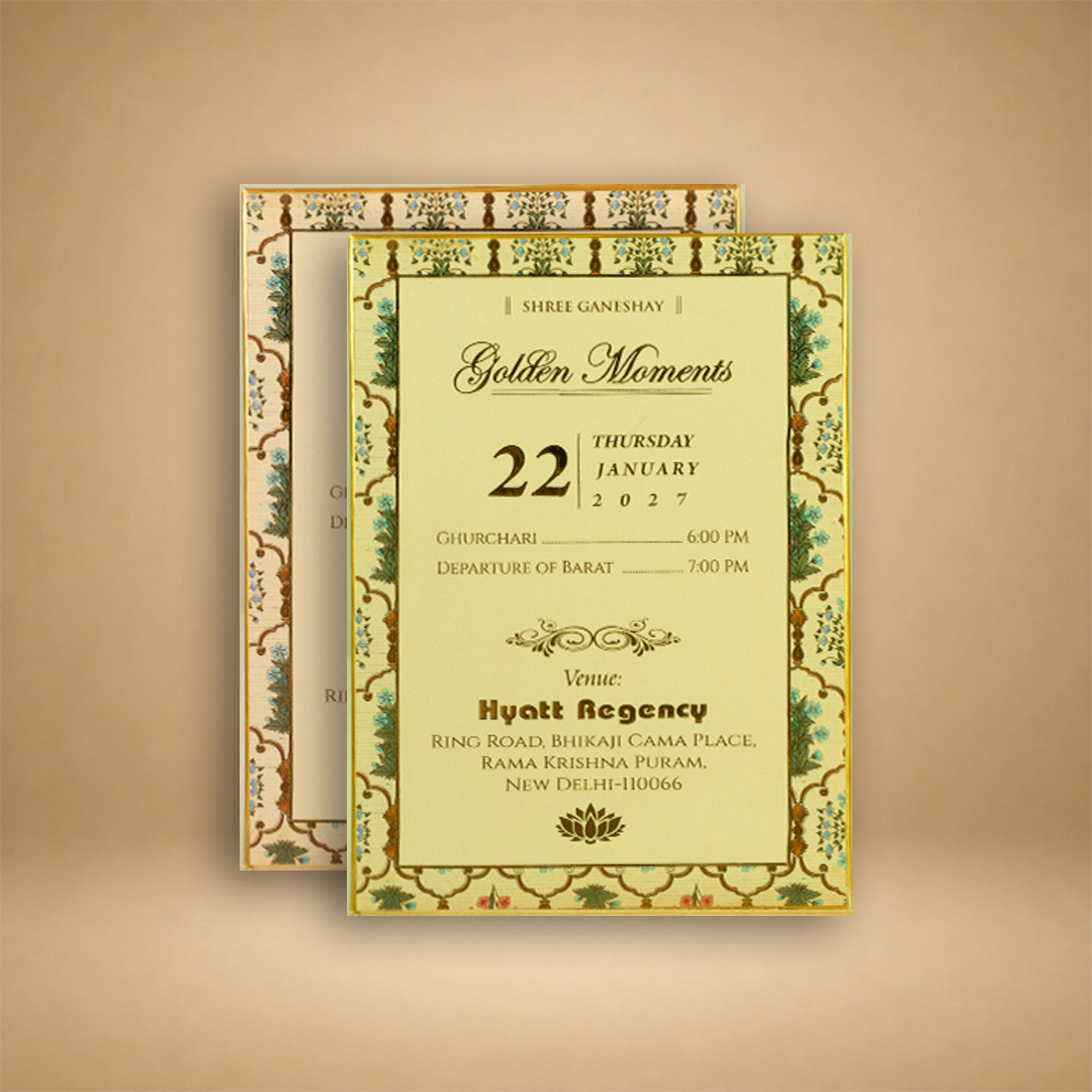 Cream Floral Premium Wedding Invitation Box - KSBMD070