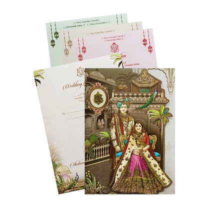 Royal Bride and Groom 3-Fold Wedding Card-KRB09020