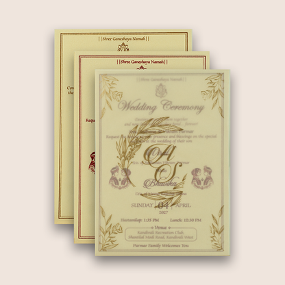 Maroon Floral Laser Cut Marriage Invitation - KMARA380