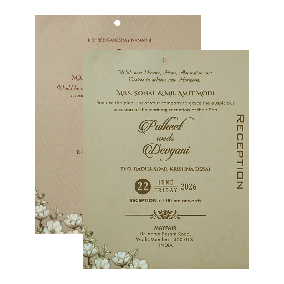 Pink Floral Laser Cut Wedding Card-KJTS1778