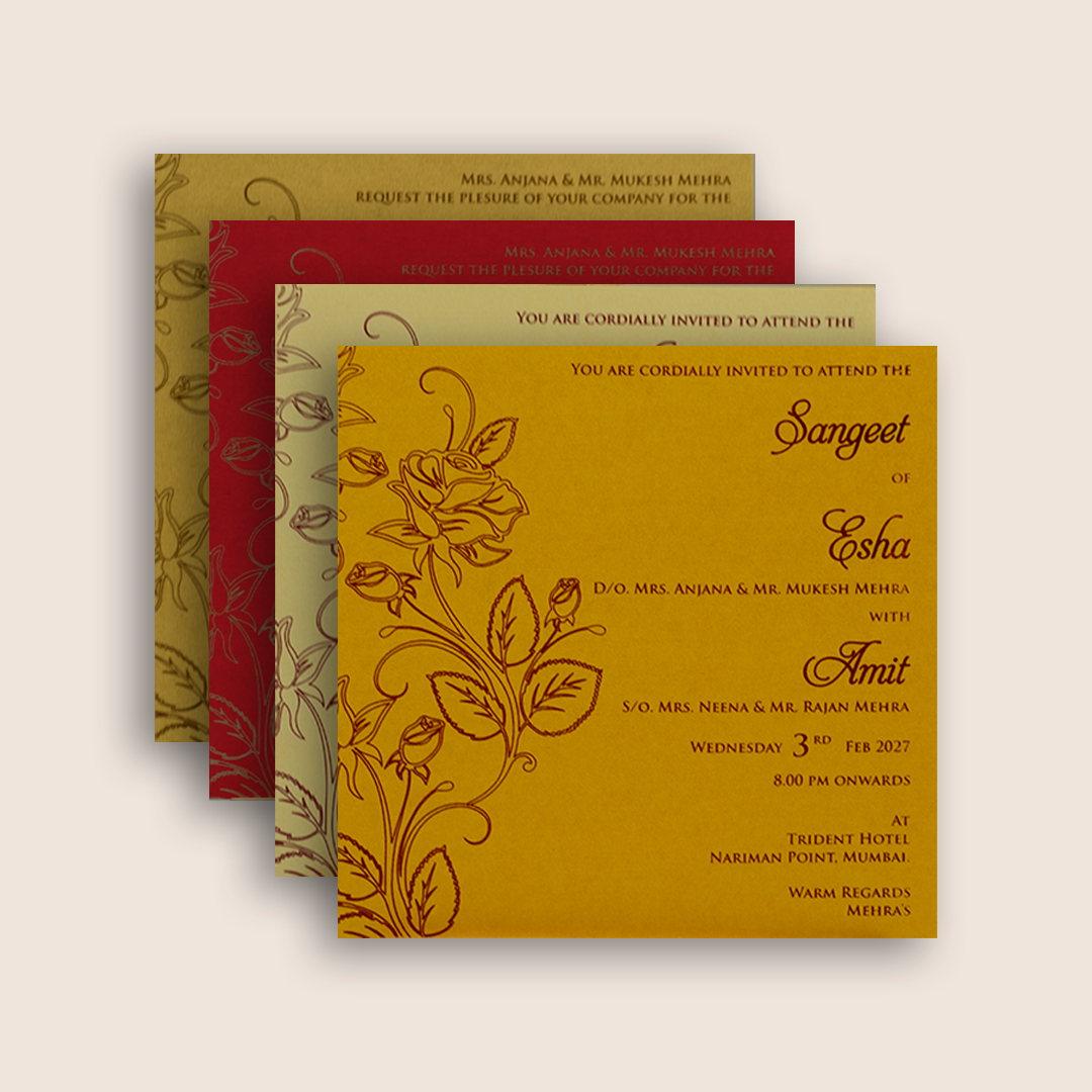 Red Floral Door Style Wedding Card - KPR06230