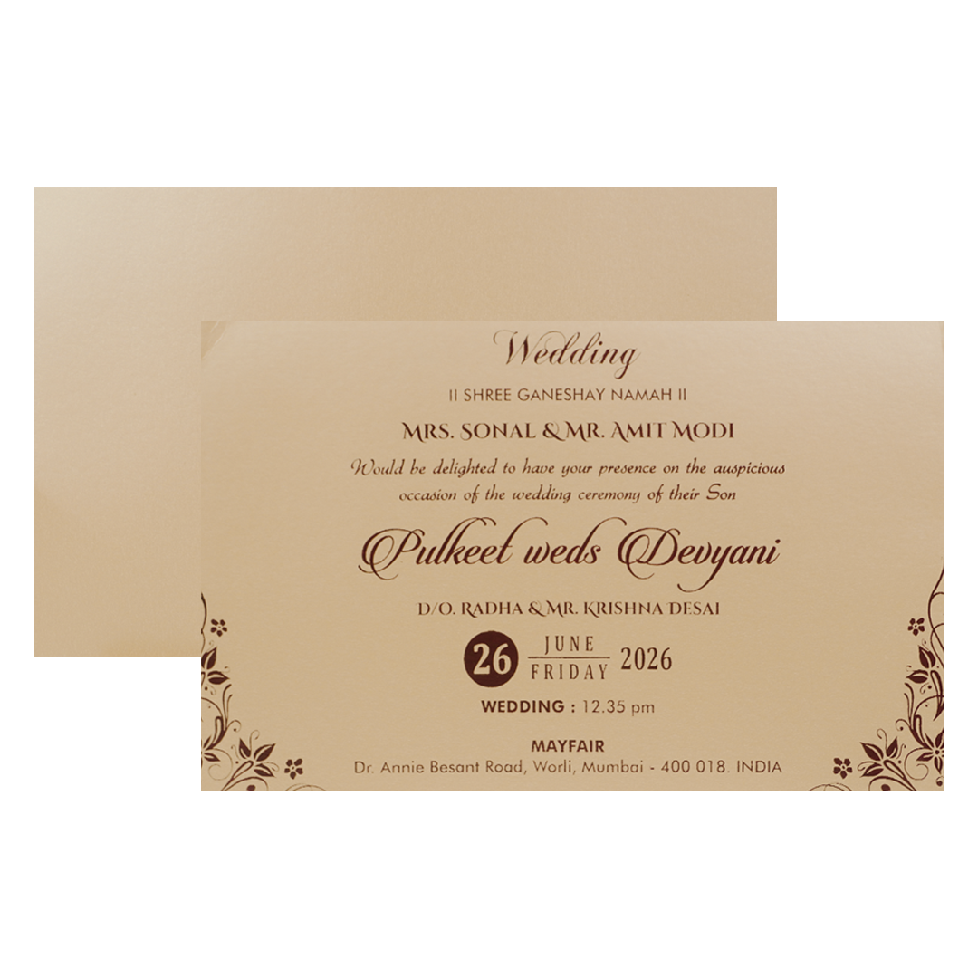 Buy Gold Floral Padded Wedding Card