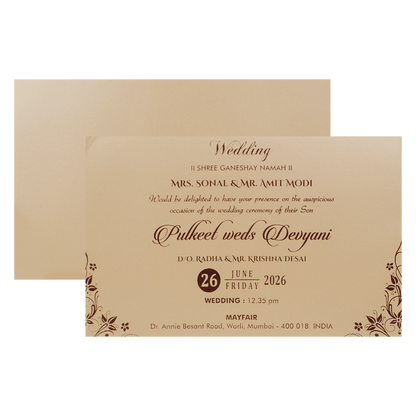 Buy Gold Floral Padded Wedding Card