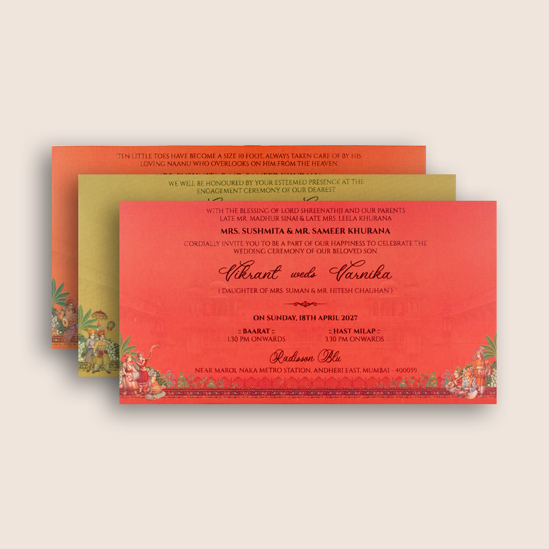 Red Royal Baraat Luxury Wedding Invitation Box - KSI32780