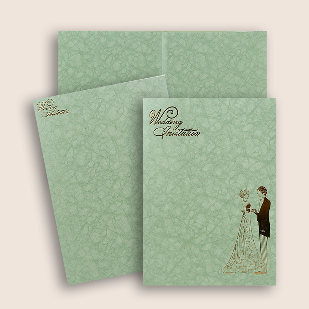 Light Green Western Couple Wedding Card - KNKR035GL