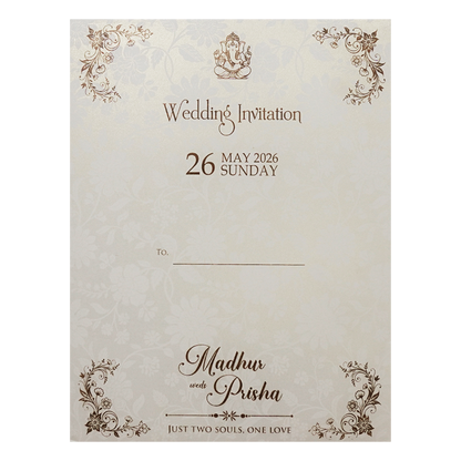 White Floral Padded Wedding Card-KSH73590