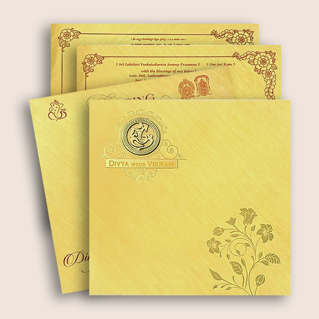 Gold Floral Pattern Wedding Card - KNPO5526G
