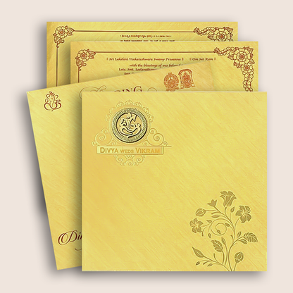 Gold Floral Pattern Wedding Card - KNPO5526G