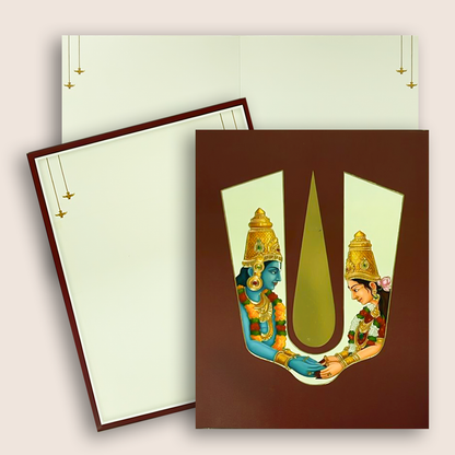 Brown Vaishnava Nama Balaji Padmavathi Wedding Card - KNKC6206