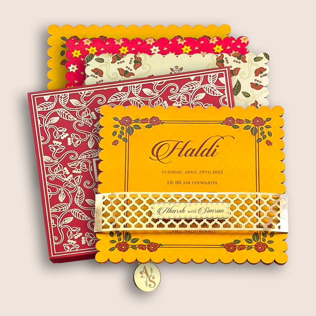 Maroon Premium Floral Luxury Invitation Box - KNLW202557
