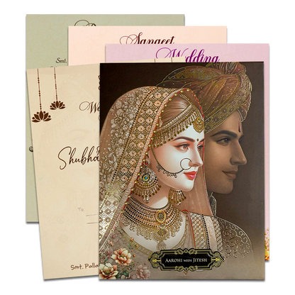 Brown Bridal Portrait Padded Wedding Card-KSH72400