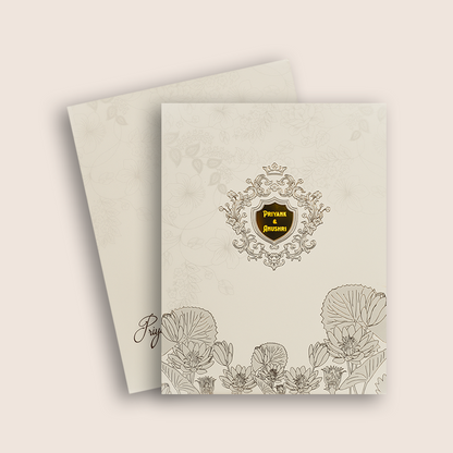 White Embossed Floral Padded Wedding Card - KPR010160