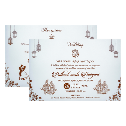 White Floral Embossed Padded Wedding Card-KJTS1850