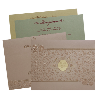 Check out Muted Grey Floral Embossed Classic Wedding Card at best price. ?WhatsApp Support ?Express Delivery