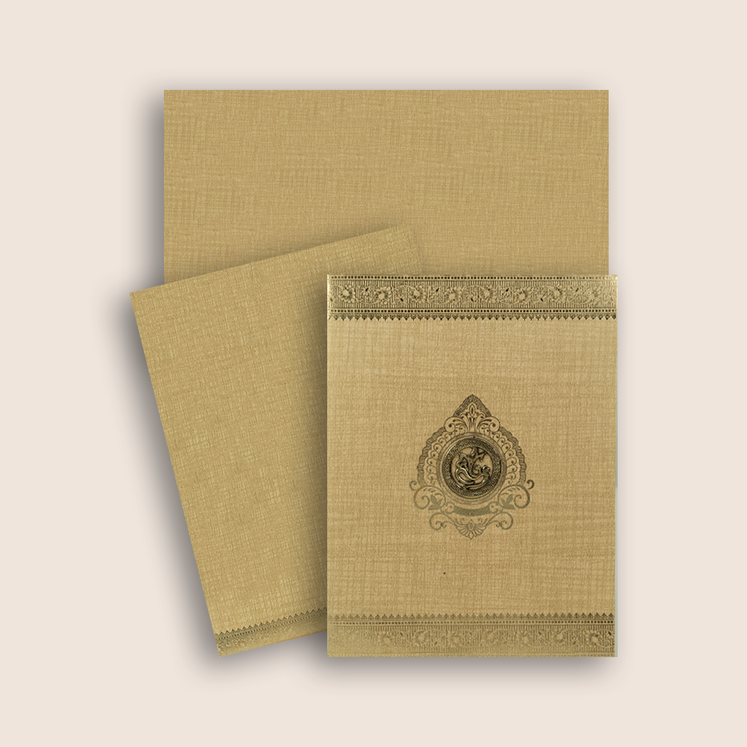 Gold Metallic Floral Wedding Card - KNK50122