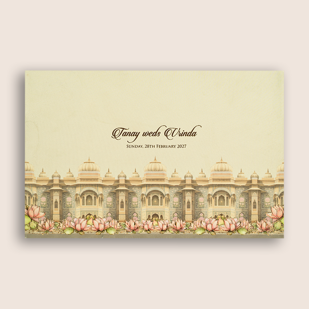 Light Grey Embossed Palace Padded Invitation Card - KPR024920