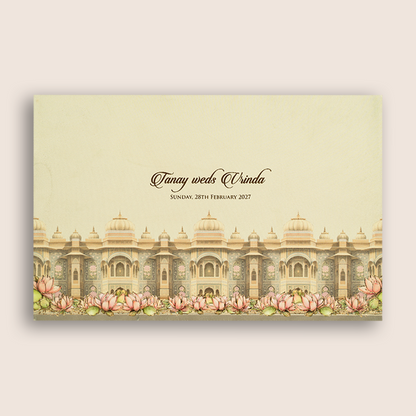 Light Grey Embossed Palace Padded Invitation Card - KPR024920