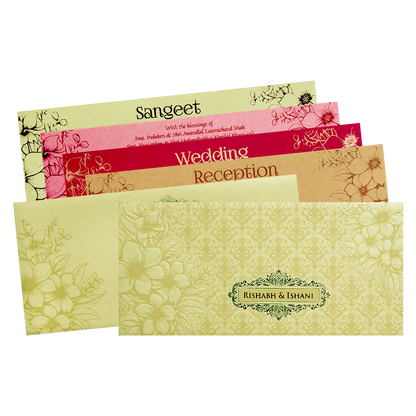 Check out Gold Embossed Floral Pattern Wedding Invitation Card at best price. ?WhatsApp Support ?Express Delivery.