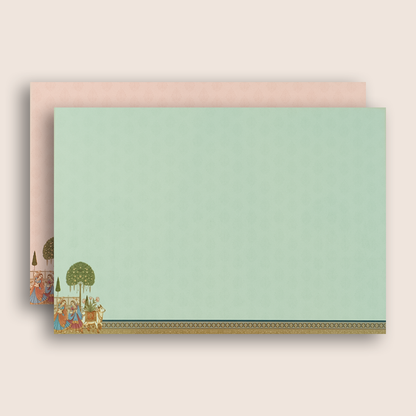 White Lord Radha Krishna Padded invitation card - KAA06160