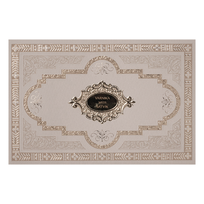 Mauve Gold Floral Padded Wedding Card-KSSC2350