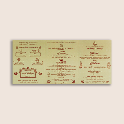 Beige Bride Groom Laser Cut Bag Style Invitation Card - KJTS1840
